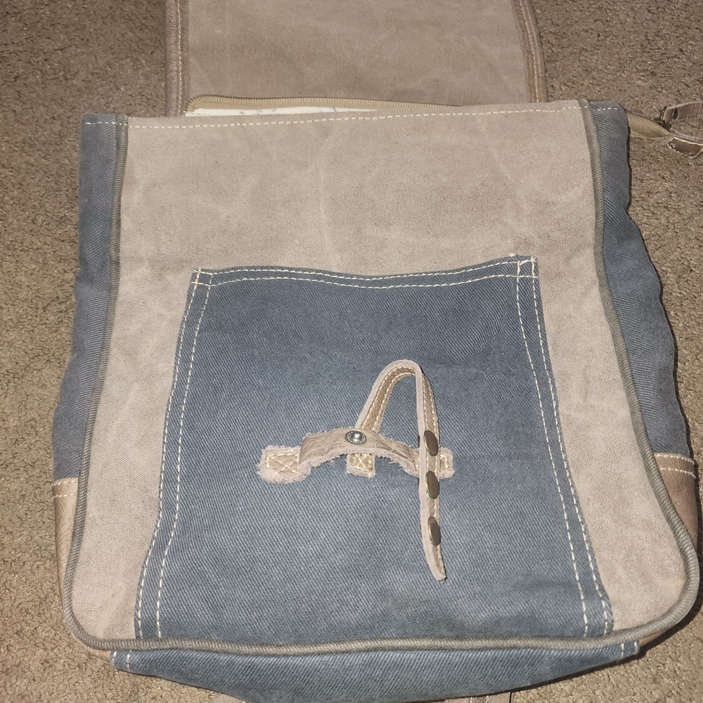 Myra Bag Blue and Tan Backpack - Picture 2 of 5